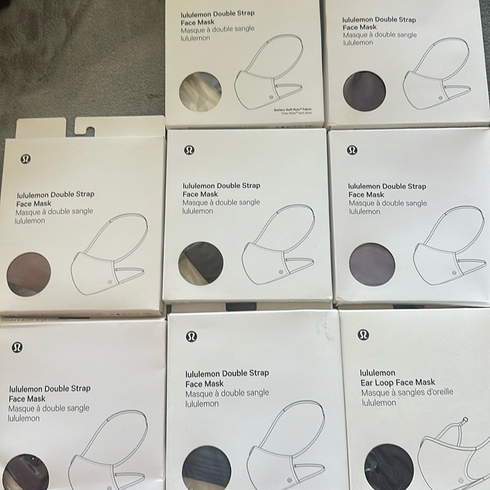 New lululemon double strap face mask lot of 8